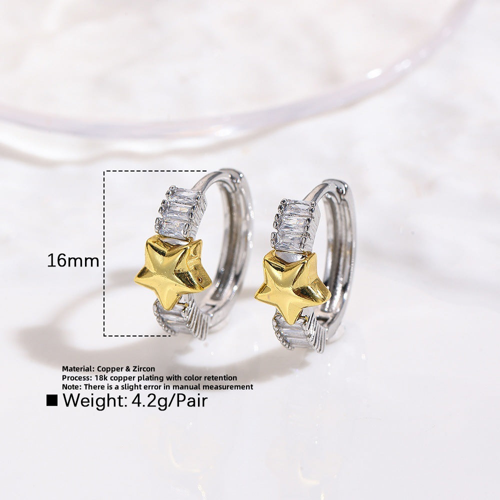 Wholesale  Two-Color Butterfly Heart Five-Pointed Star Cross Four-Leaf Clover Earrings