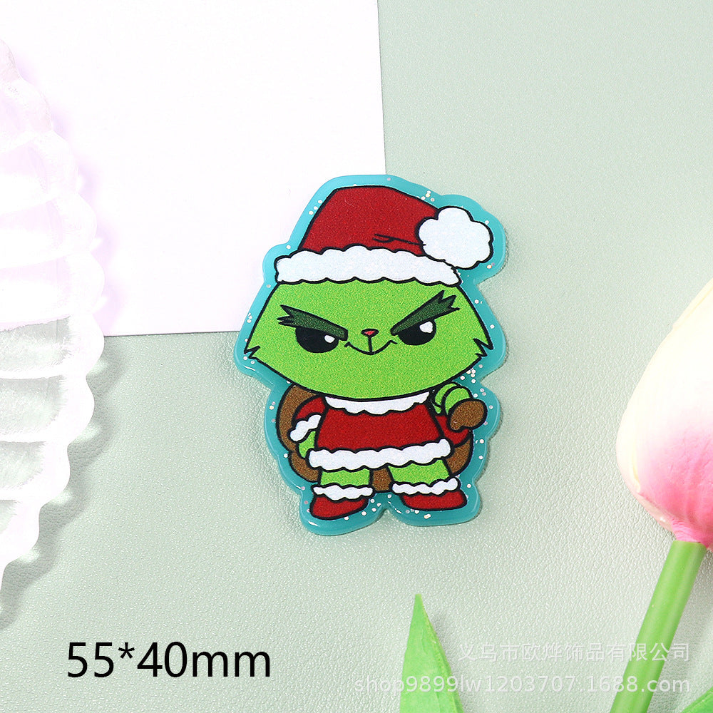Wholesale 10pcs DIY Flatback Cartoon Christmas Acrylic Flatback Badge Reels Retractable Keychain DIY Accessories