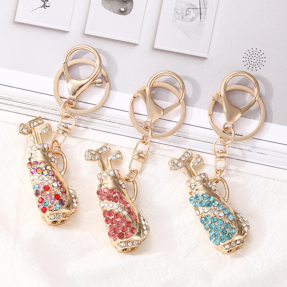 Wholesale Pink Golf Bag Metal Keychain Car Key Accessory Boutique Resale