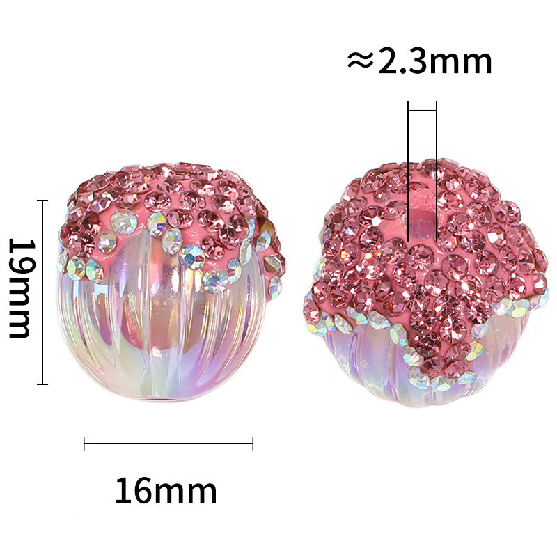 Wholesale 20pcs Heavy Rhinestone Acrylic Pumpkin Beads Pine Cone Ball Beaded Diy Accessories ACC-BDS-BLG095
