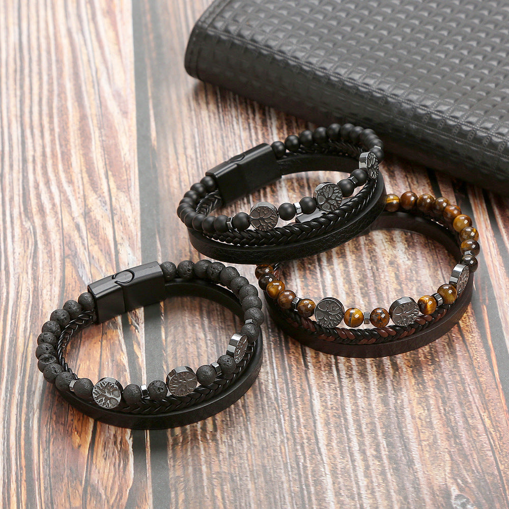 Wholesale natural stone bracelet magnet buckle men's bracelet ACC-BT-Hongx006