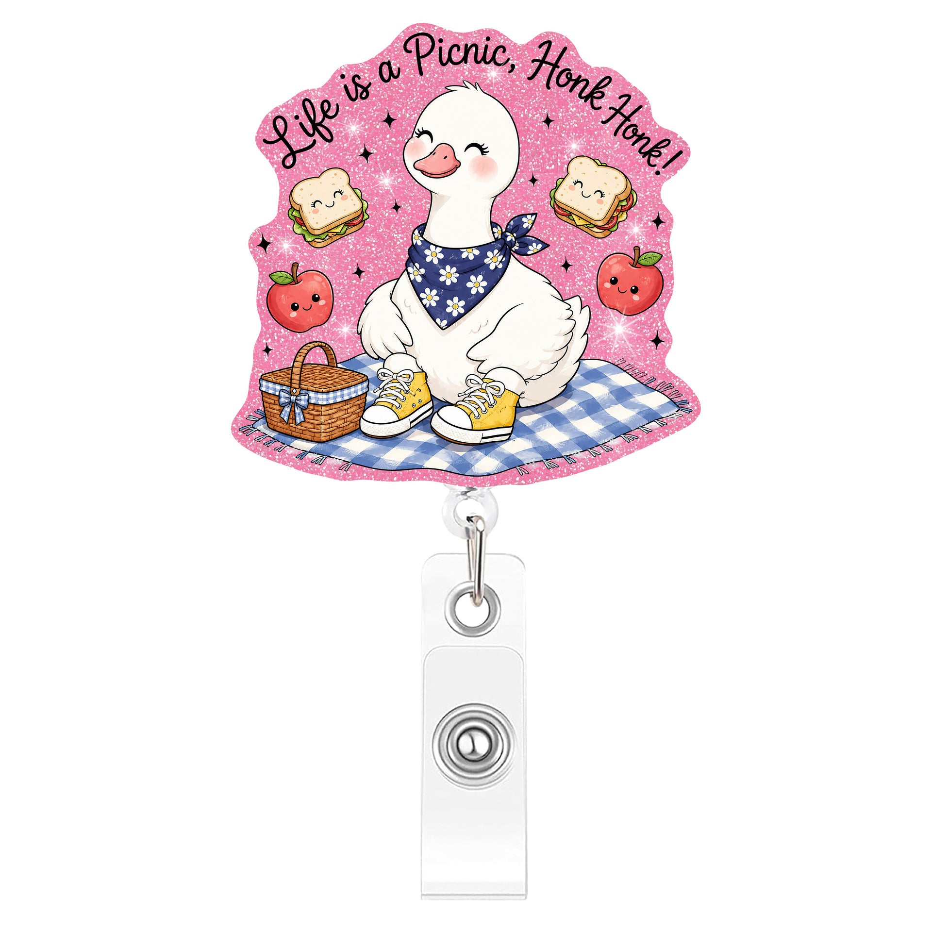Wholesale Plastic Retractable Badge Clip Pink Goose Design Stylish Office ID Card Holder And Everyday Work Accessory