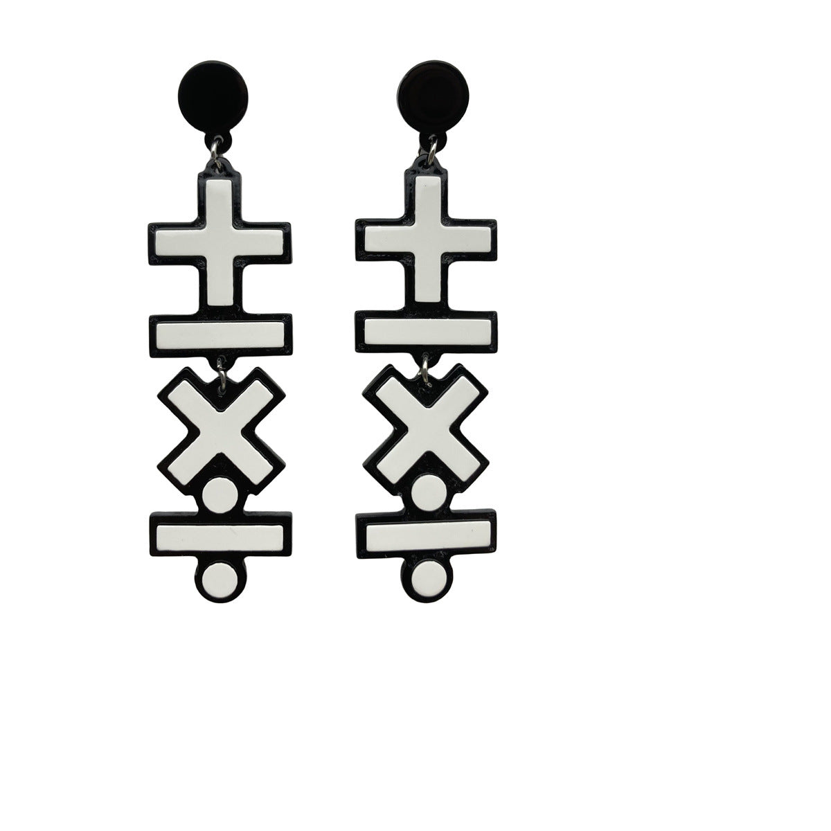 Wholesale Black and White Contrast Geometric Acrylic Earrings ACC-ES-FX030