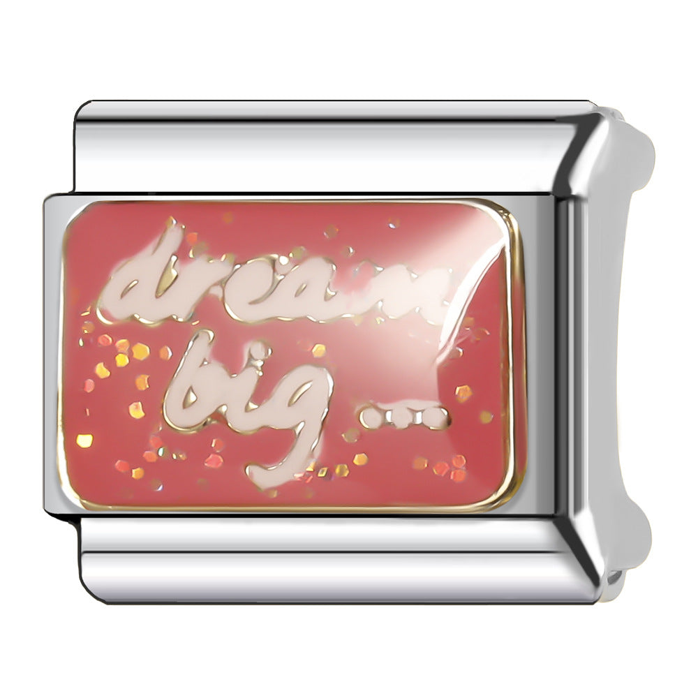 Wholesale Italian Charm Bracelet 9mm DIY Splicing Oil Drop Pattern Stainless Steel Composable Bracelet