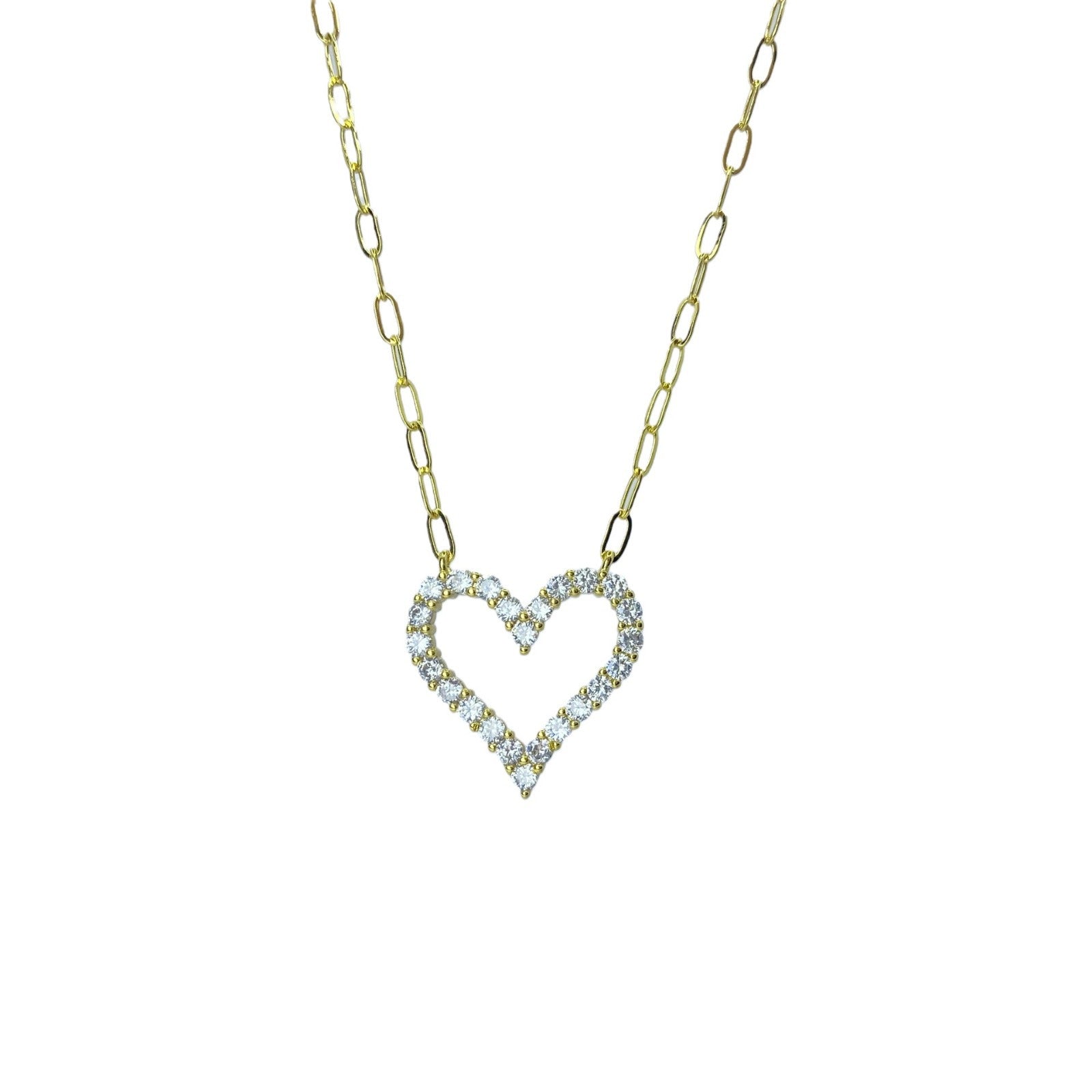 Wholesale Copper Electroplated White Gold Heart Pendant Necklace Rhinestone Chic Fashion Jewelry Gift