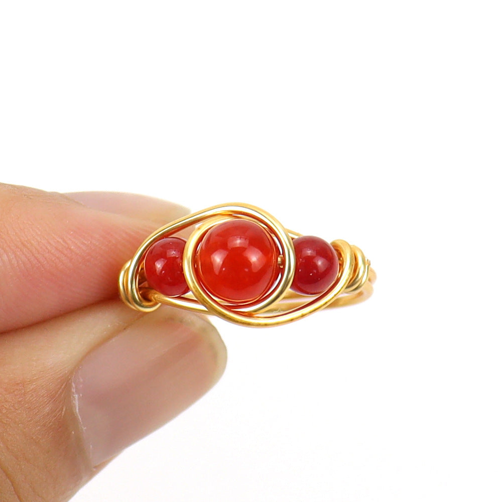 Wholesale  gold agate beads crystal ring