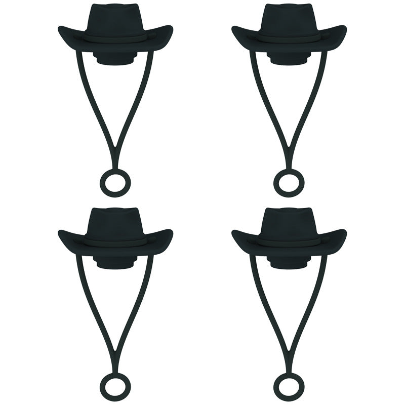 Wholesale Western Style Cowboy Hat Silicone Straw Tube Cap 6-10mm Straw Decoration Straw Cover ACC-SCR-HuaYi004