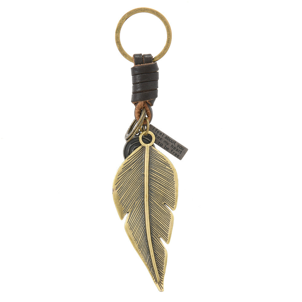 Wholesale Alloy Bronze Ginkgo Leaf Zodiac Pattern Keychains