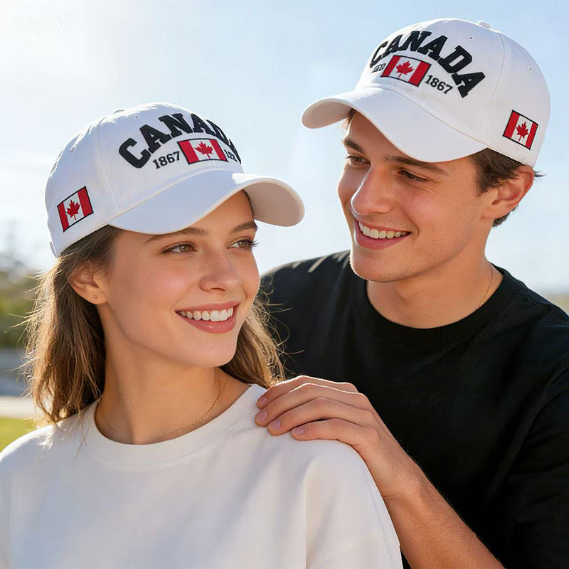 Wholesale Fashion Cotton Baseball Cap With Canada Letter Unisex Curved Brim Adjustable Sun Hat