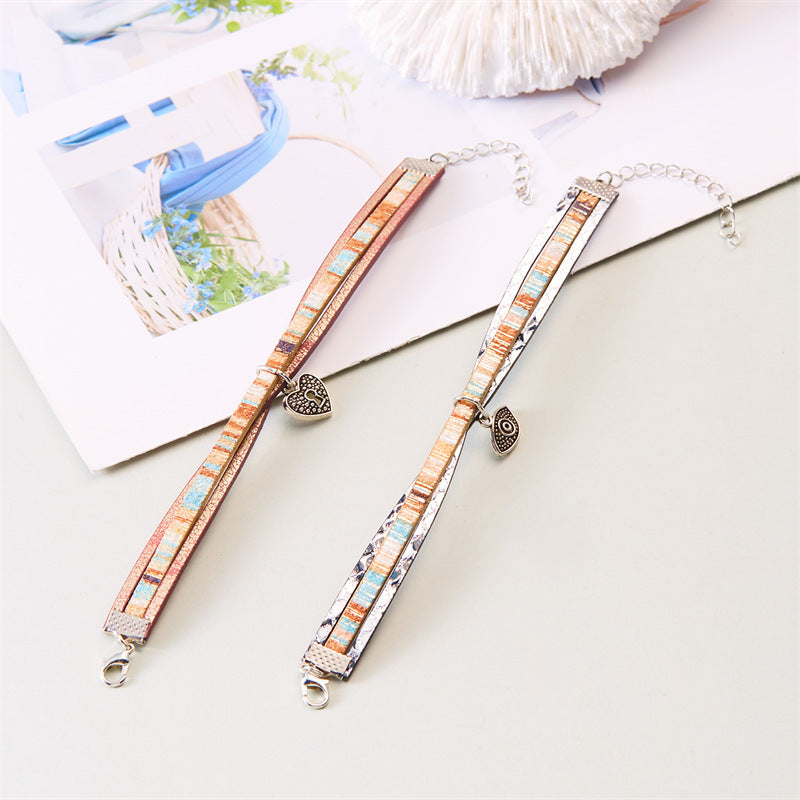 Wholesale Devil's Eye three-layer leather bracelet