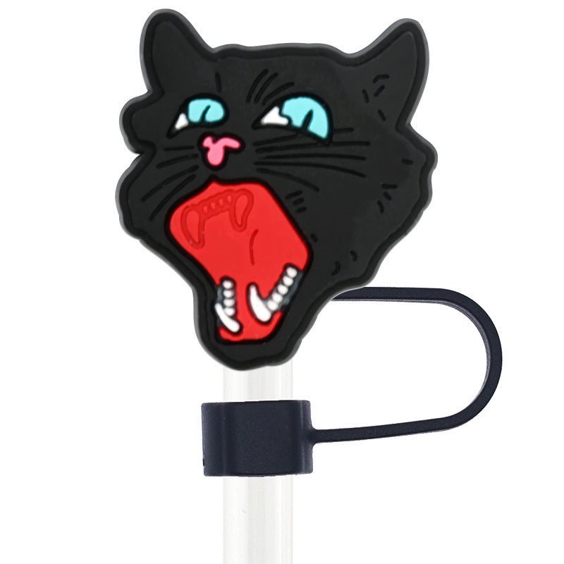 Wholesale Random 100pcs Halloween 10mm PVC Soft Straw Tube Cap ACC-SCR-RYY070