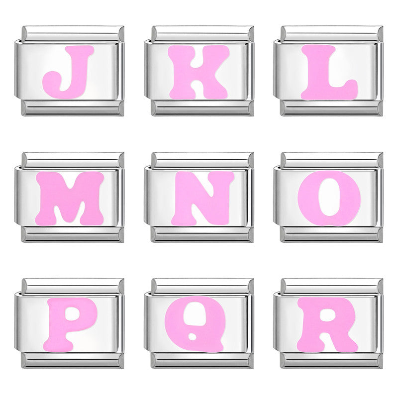 Wholesale  Italian modular bracelet 9mm DIY splicing detachable stainless steel pink English letters combinable bracelet