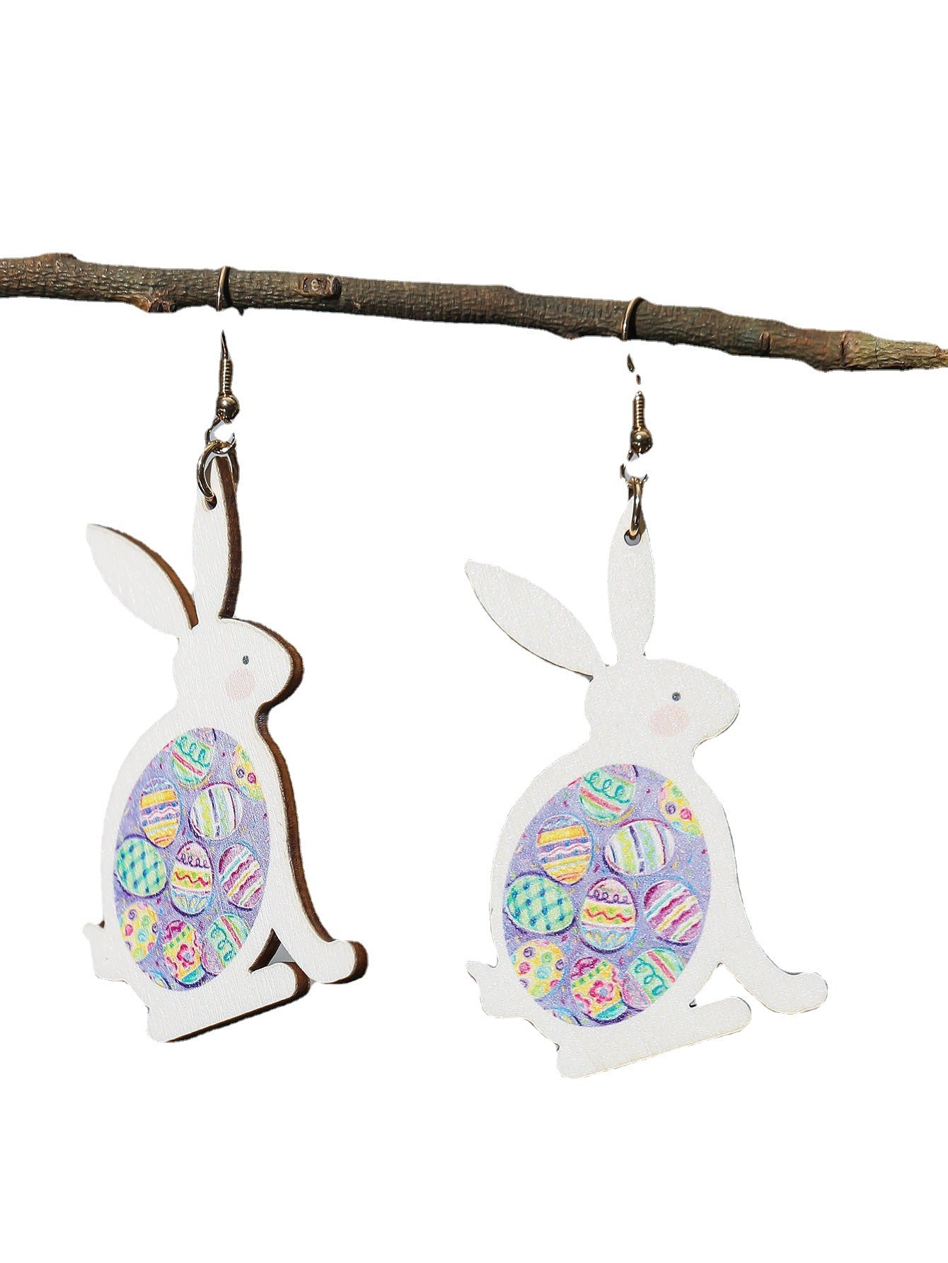 Wholesale Easter Bunny Egg Wood Pendant Earrings