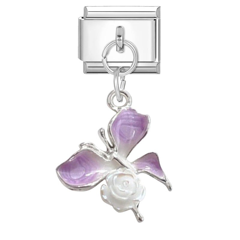 Wholesale 9mm Italian Charm Starter Bracelets DIY flower fish Single Section Creative Stainless Steel Composable Bracelet