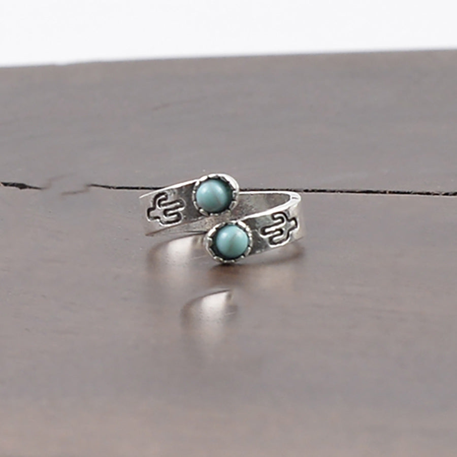 Wholesale Vintage Carved Cactus Adjustable Ring In Antique Silver Trendy Women S Jewelry Accessory For Everyday Wear