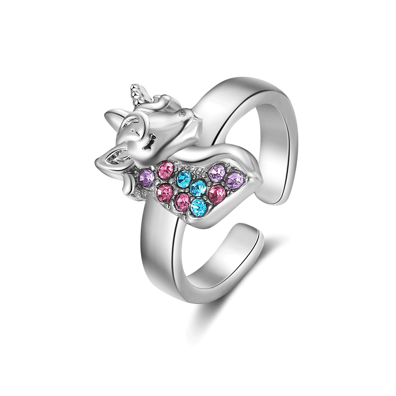 Wholesale cartoon unicorn ring colorful adjustable ring