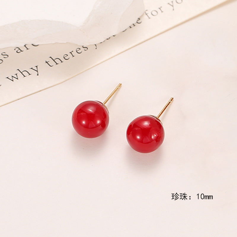 Wholesale pearl retro round shiny ear hooks earrings