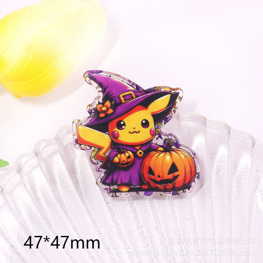 Wholesale 10pcs DIY Flatback Cartoon  Acrylic Flatback Badge Reels Retractable Keychain DIY Accessories