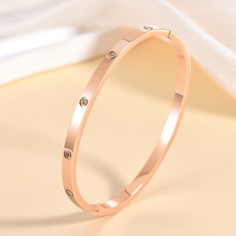 Wholesale Titanium Steel No Fading 4mm Diamond Buckle Bracelet ACC-BT-JunChen001