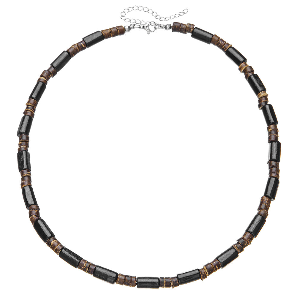 Wholesale Summer Beach Bohemian Wood Chip nut Shell Necklace