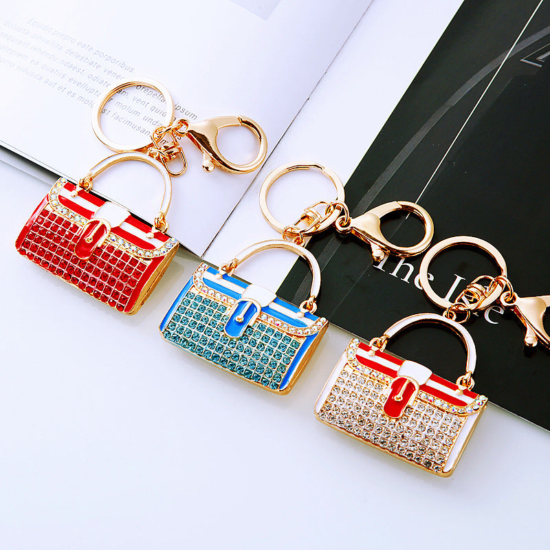 Wholesale Diamond Striped Small Shoulder Bag Metal Keychain ACC-KC-RuiYuan012