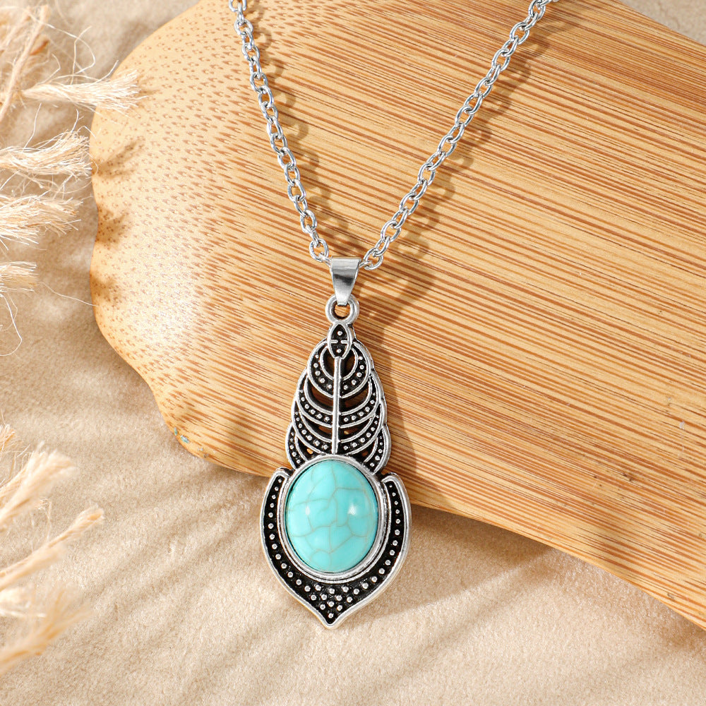 Wholesale Bohemian Heart Drop Pendant Necklace - Ethnic Style Zinc Alloy Inlay for Everyday Fashion Accessory
