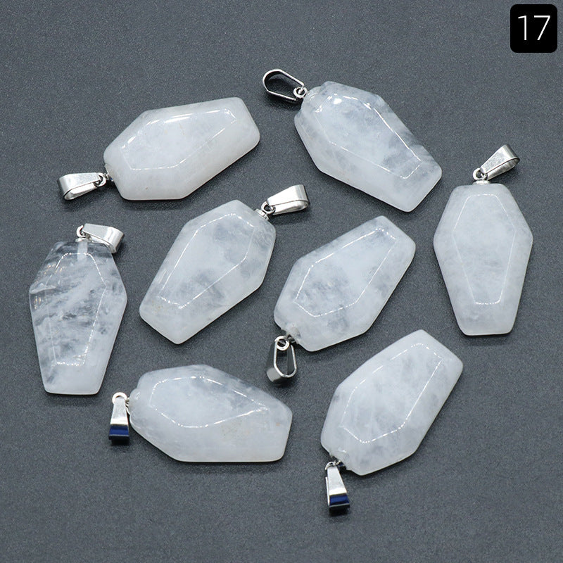 Wholesale Mini Coffin Board Natural Crystal Stone Coffin Board Necklace Pendant ACC-PT-KeSuo004