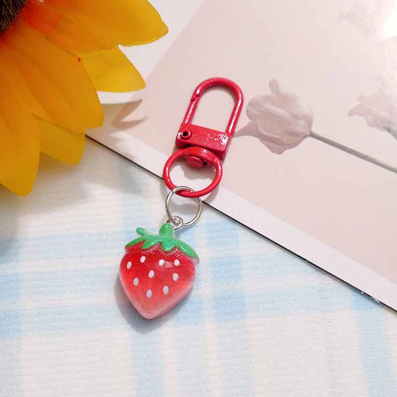 Wholesale Pastoral Style Resin Fruit Keychain Backpack Pendant Trendy Fashion Accessory Gift