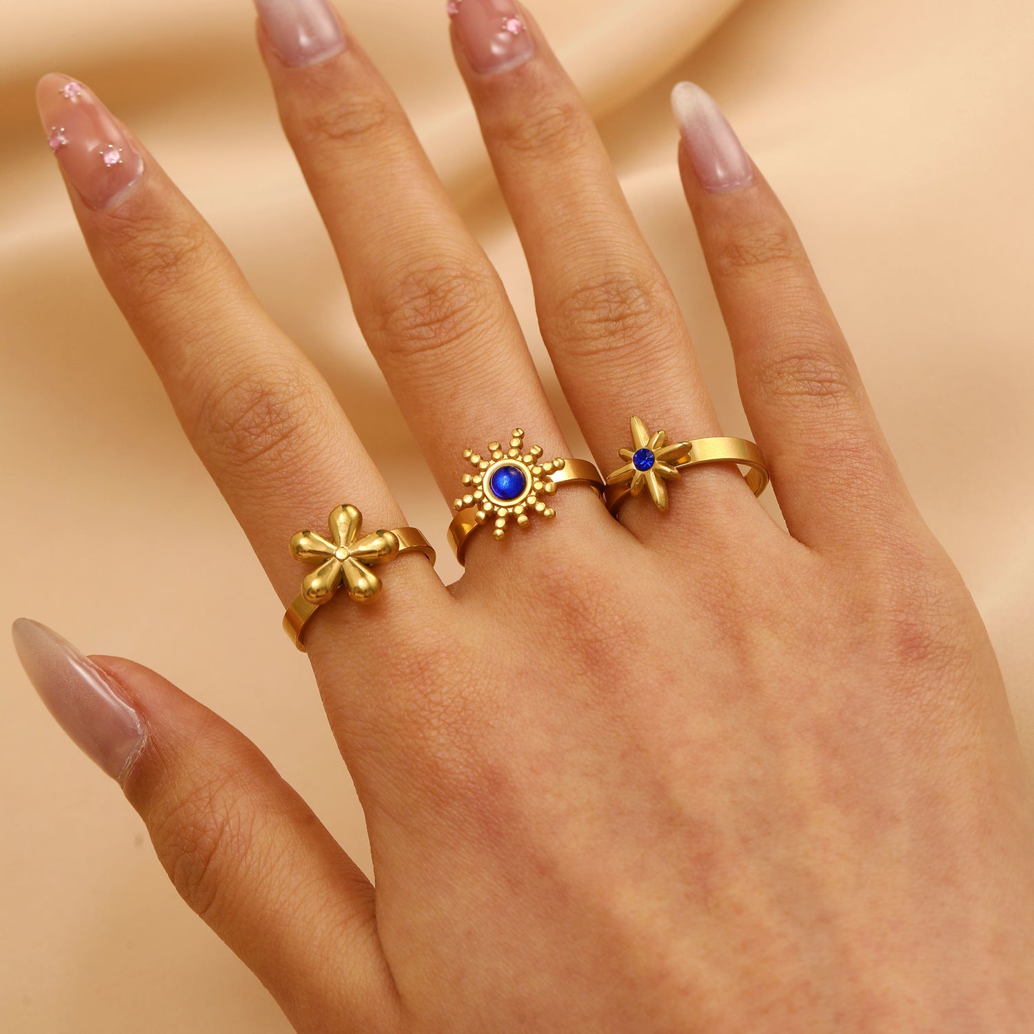 Wholesale Gold Tone Stainless Steel Open Heart Ring With Rhinestones Women S Fashion Jewelry Gift Boutique Resale