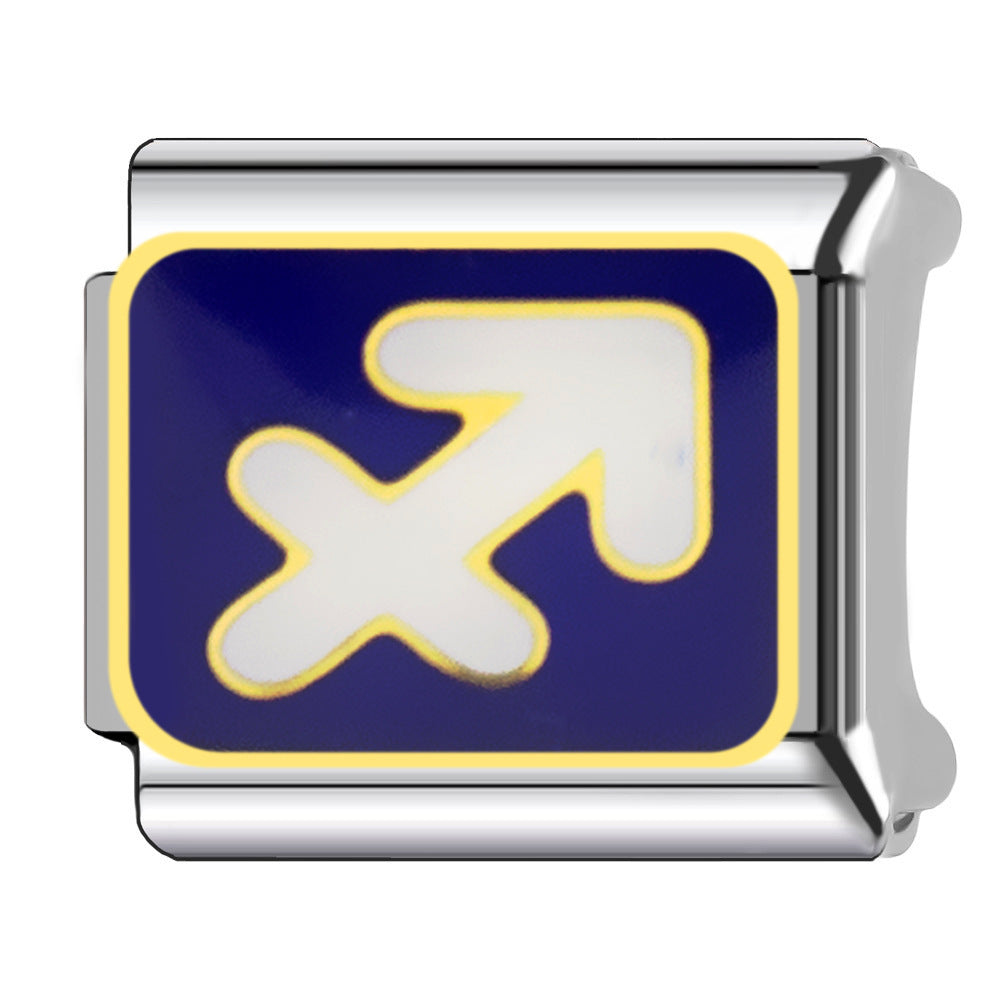 Wholesale Italian Charm Bracelet 9mm DIY  Twelve Zodiac Signs Color-Preserving Blue English   Creative Stainless Steel Composable Bracelet