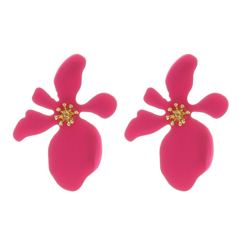 Wholesale Baking Paint Finish Frosted Flower Earrings Trendy Multi Layer Petal Jewelry Accessory For Boutique Resale