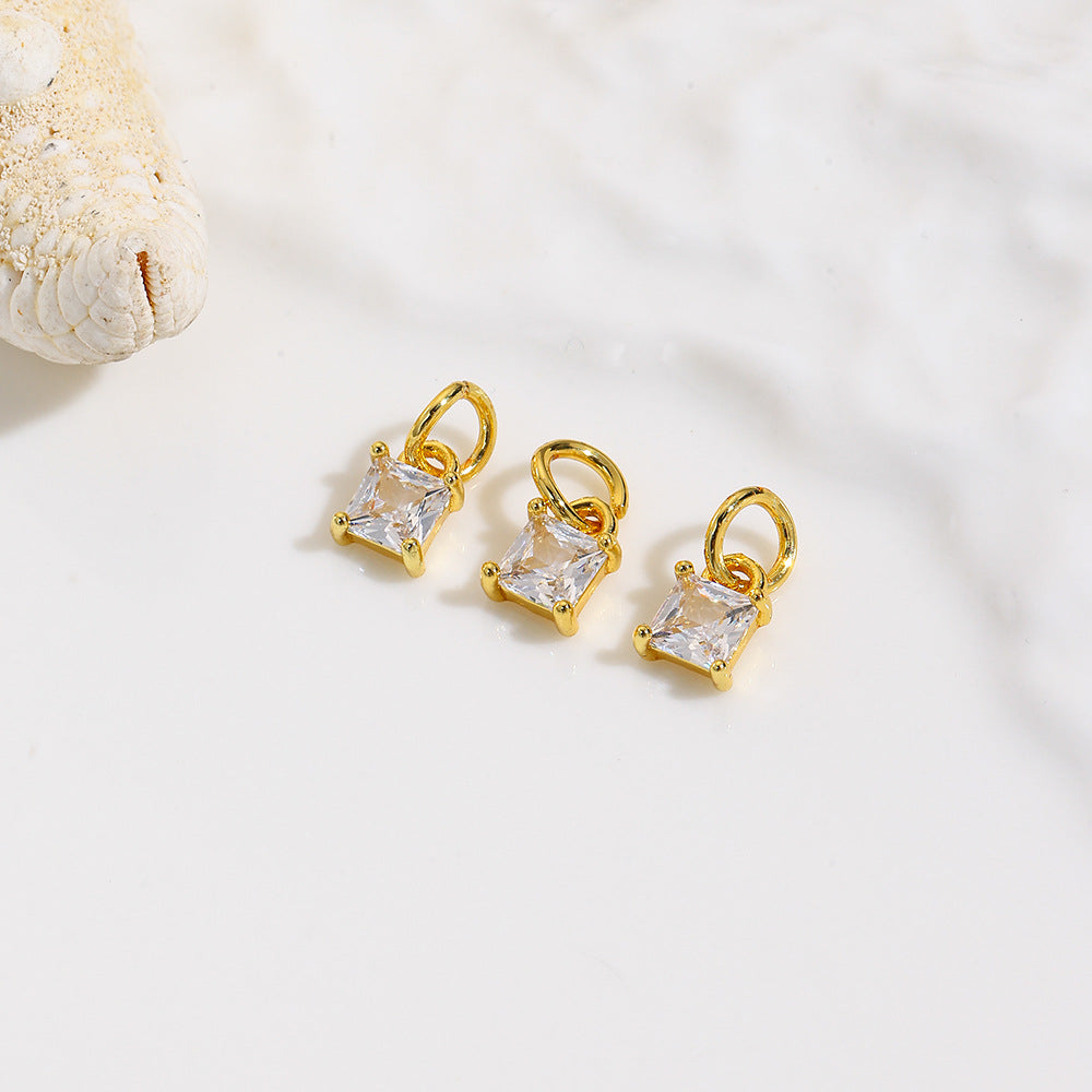 Wholesale Geometric square colored zircon small pendant