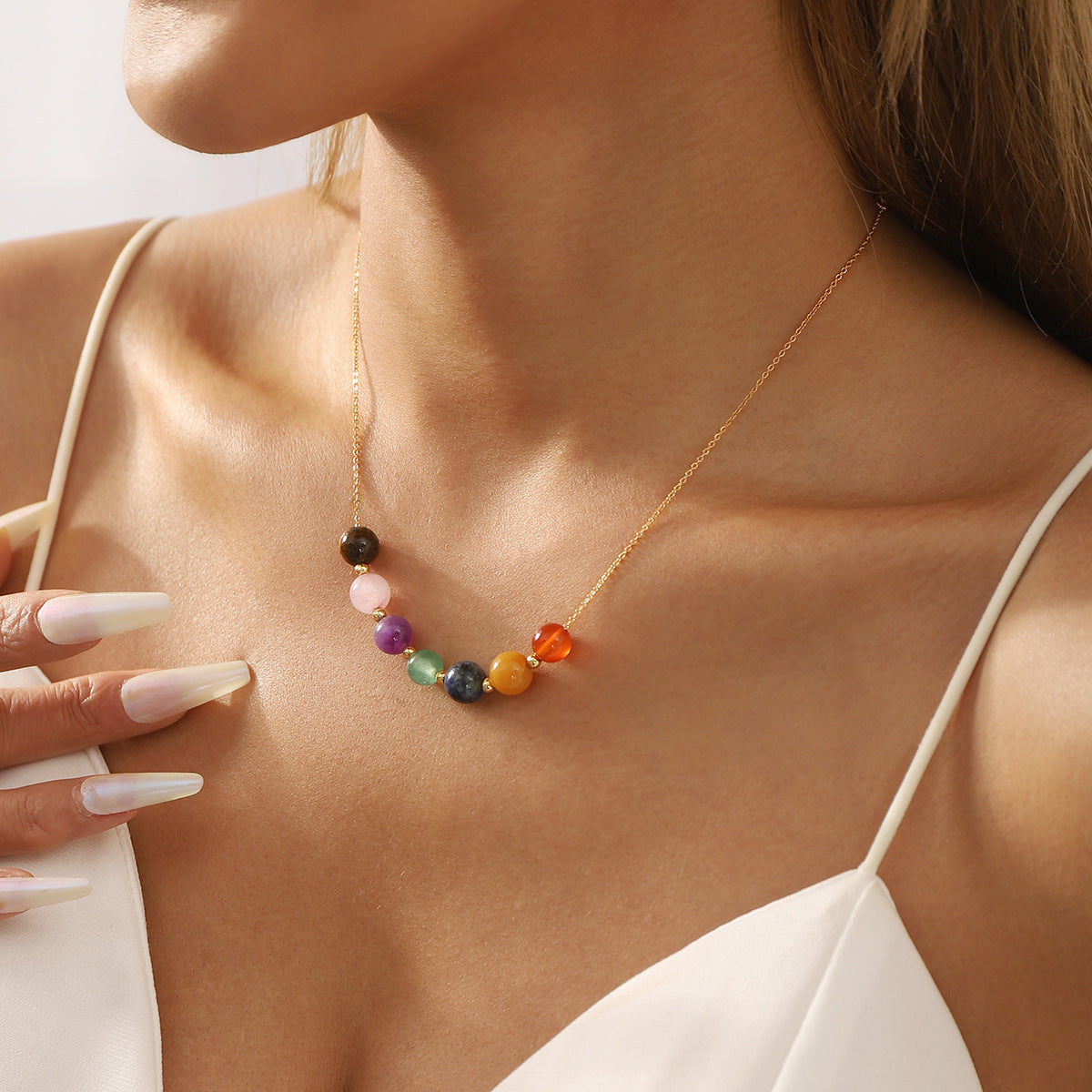 Wholesale Colorful Natural Stone Bead Necklace ACC-NE-XianDi001