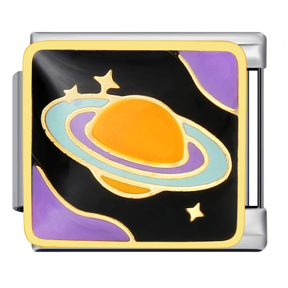 Wholesale Italian Charm Bracelet 9mm DIY Splicing Removable Space Moon Stainless Steel Composable Bracelet