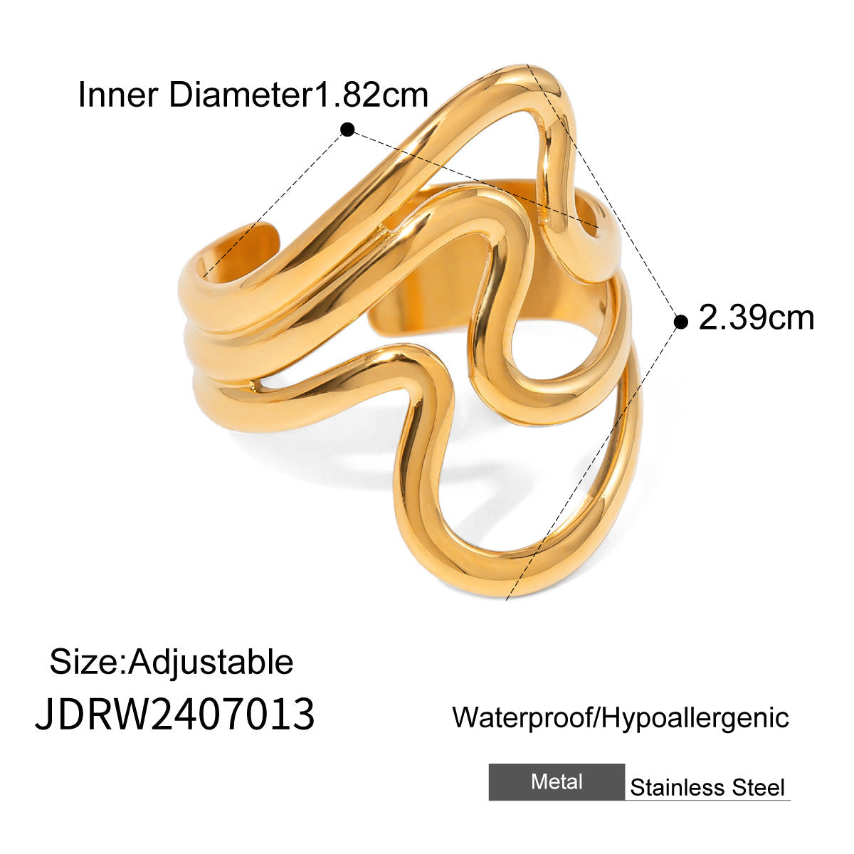 Wholesale Stainless Steel Exaggerated Ring Irregular Jewelry