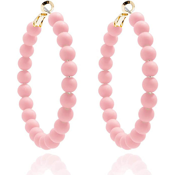 Wholesale Summer Colorful Acrylic Beads Round Earrings Bohemian Stud Earrings ACC-ES-Yunh001