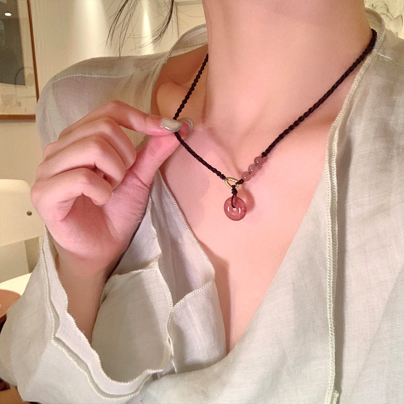 Wholesale  Red Agate Safe Buckle Necklace