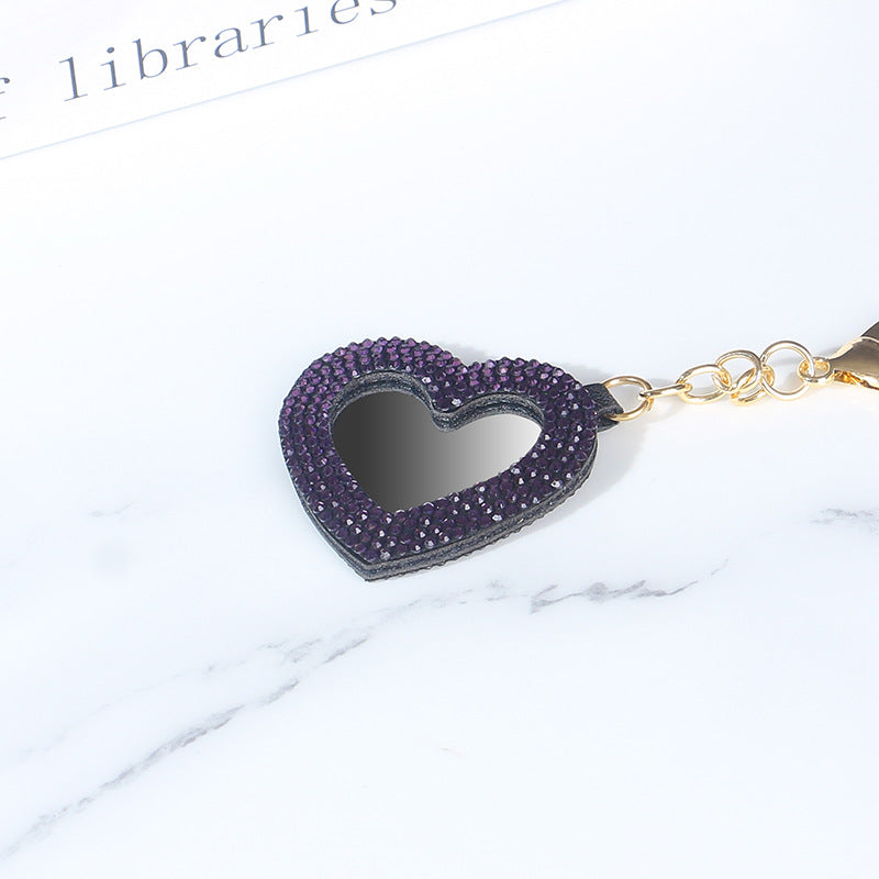 Wholesale Cute Diamond Small Heart Mirror Keychains ACC-KC-RuiJie004