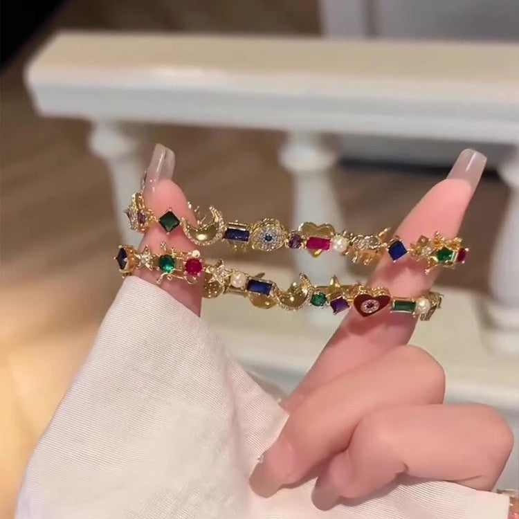 Wholesale Alloy Electroplated Stars and Moon Bracelet Vintage Fashion Women' s Jewelry Accessory