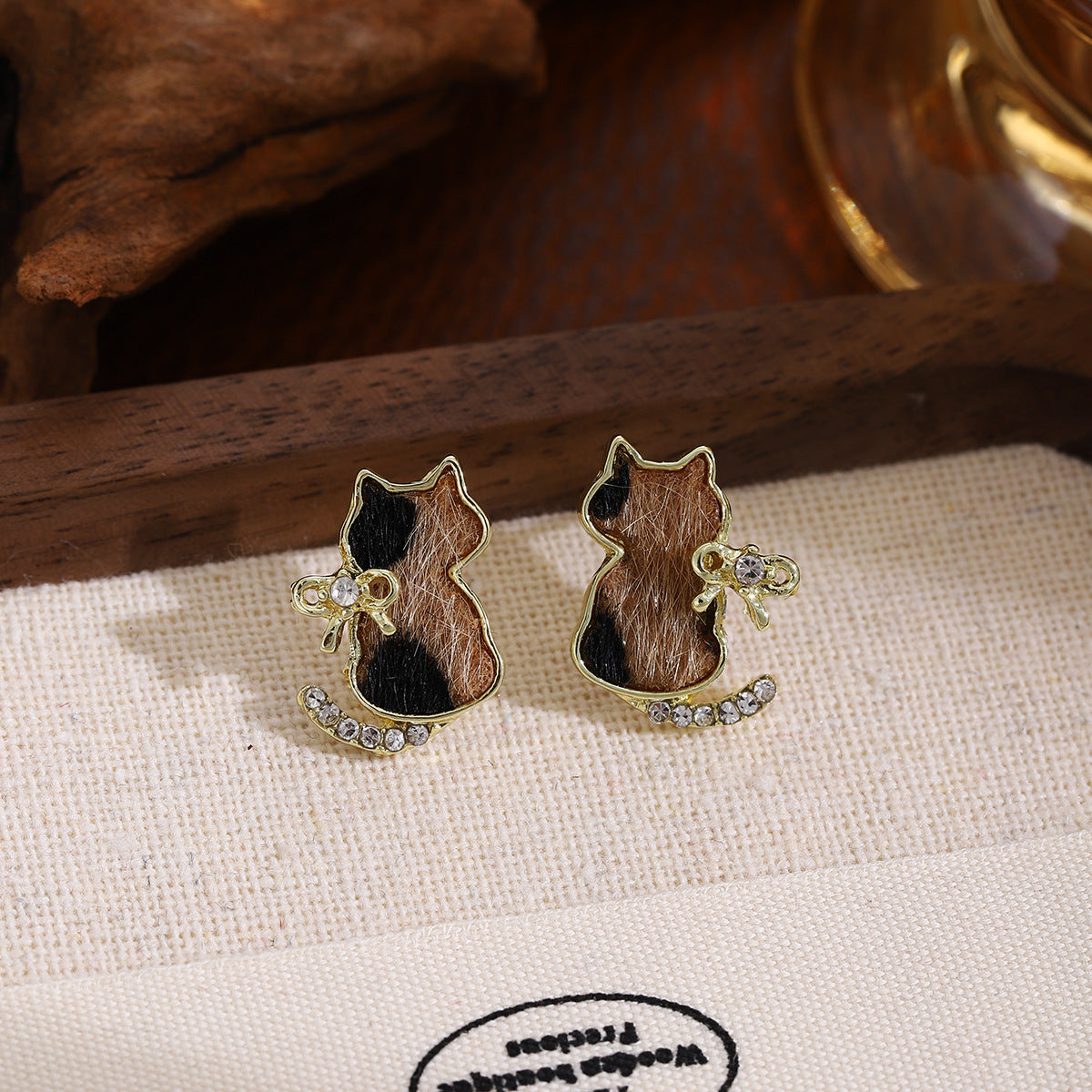 Wholesale Cute Leopard Cat Earrings Fashion Accessory Gift Boutique Resale