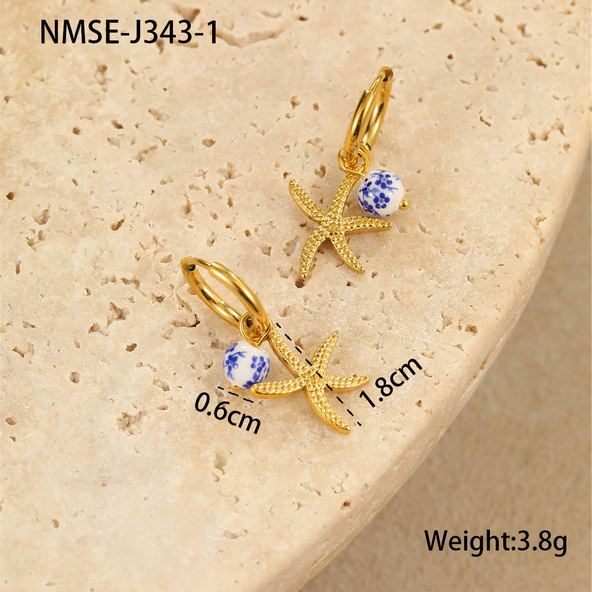 Wholesale Ceramic Starfish Shell Stainless Steel Earrings