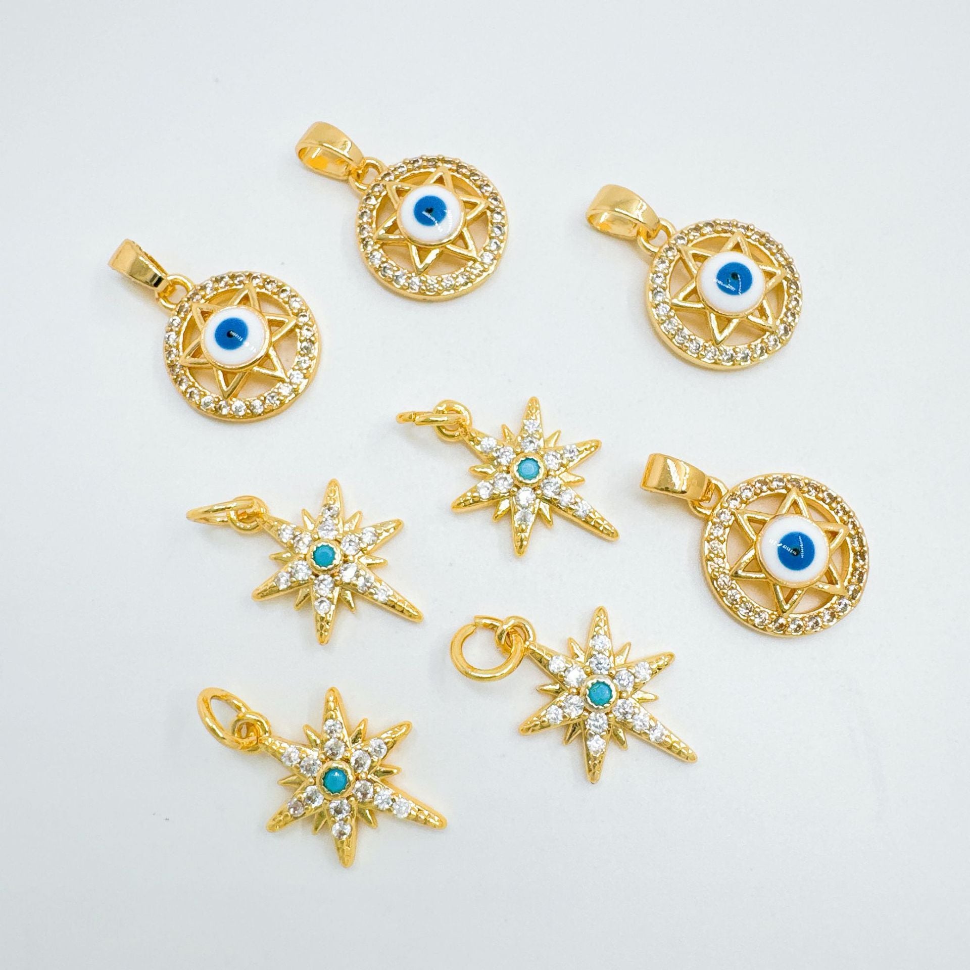 Wholesale Sweet Cool Evil Eye Pendant Necklace for Women,  Copper Zircon Gold Plated,  Boutique Resale Jewelry Accessory