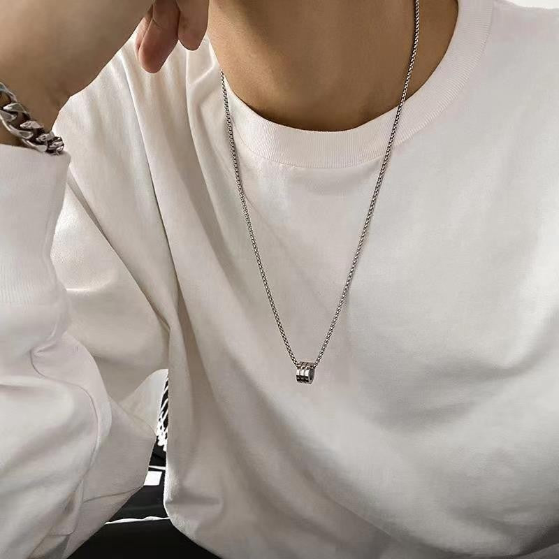 Wholesale Polished Stainless Steel Cylindrical Waist Necklace,  Trendy Niche Design Fashion Accessory