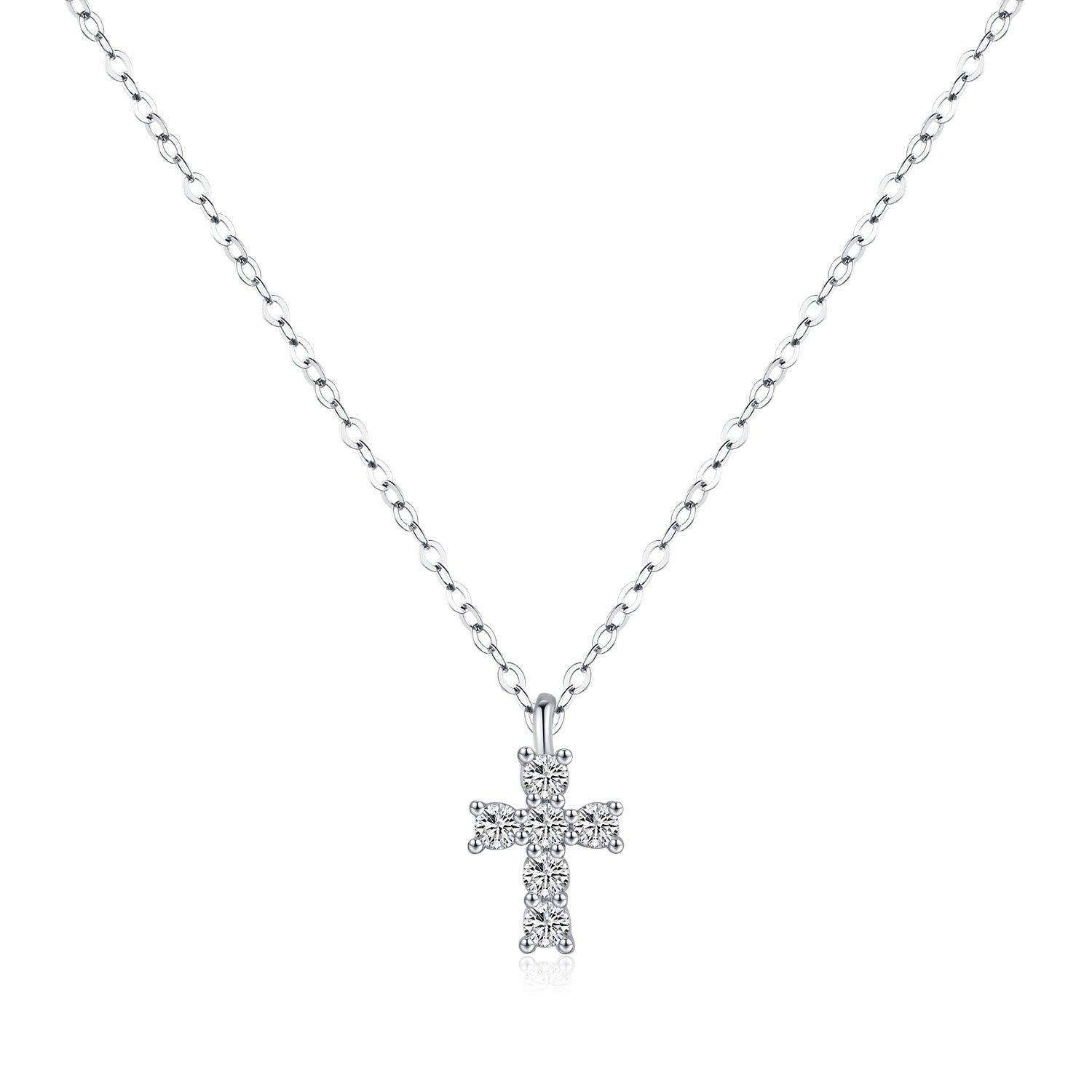 Wholesale diamond s925 silver cross full diamond necklace