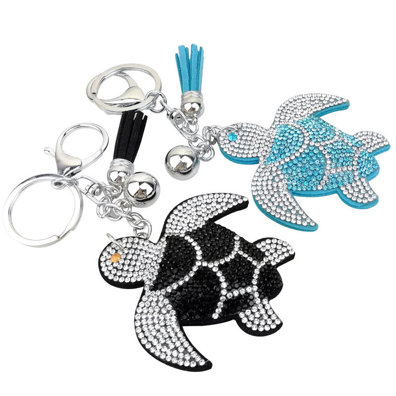 Wholesale Creative Cartoon Turtle Leather Diamond Keychain