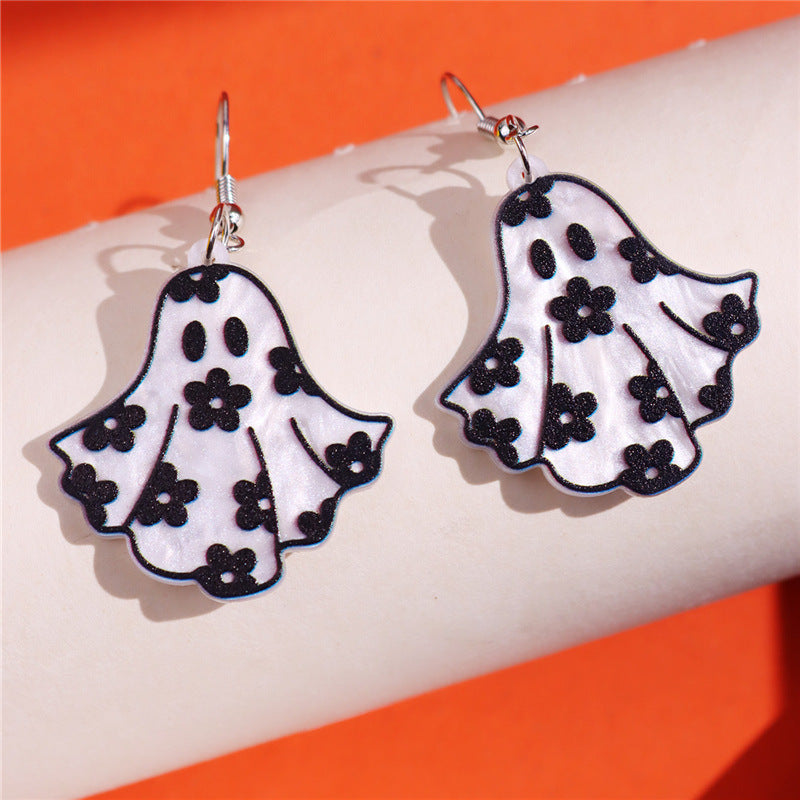 Wholesale Halloween Earrings Ghost Pumpkin Bat Spider Web Double-sided Acrylic Earrings
