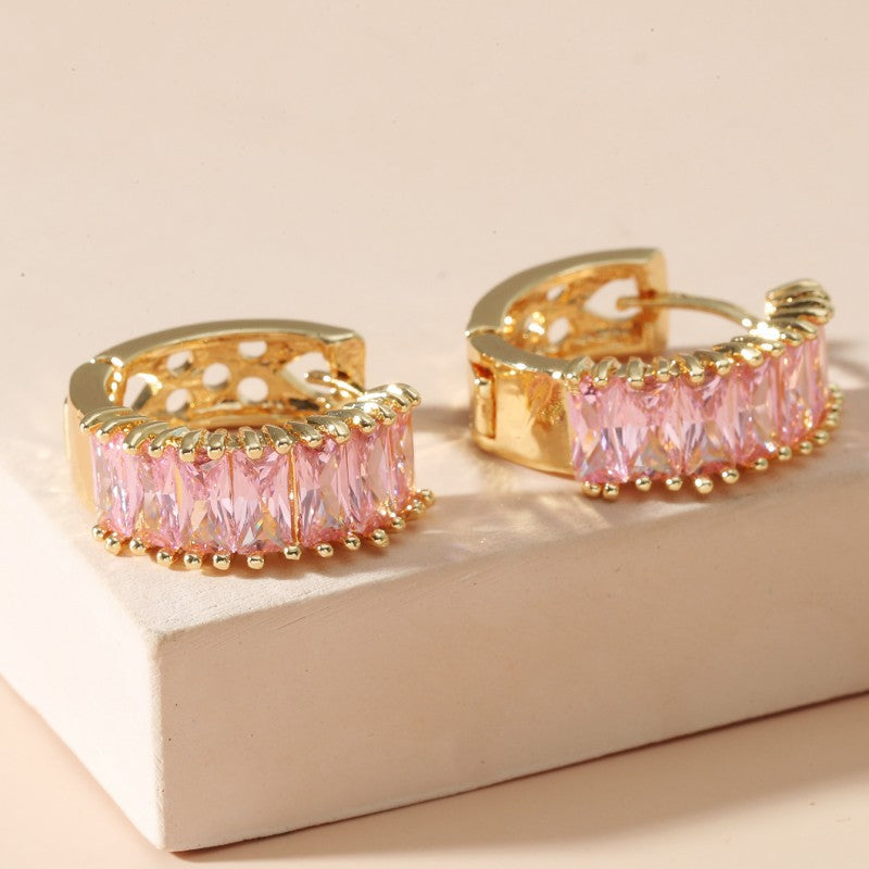 Wholesale Colorful Copper Inlaid Zircon Simple Banquet Party Earrings ACC-ES-JunJie007