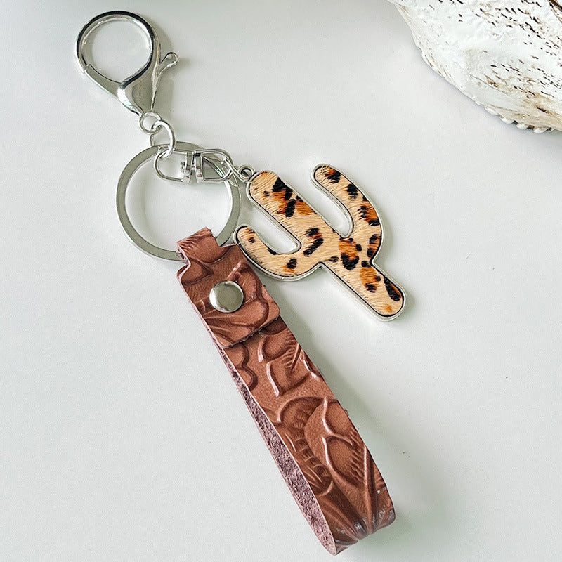 Wholesale 2pcs/pack leather keychain  brown leather keychains