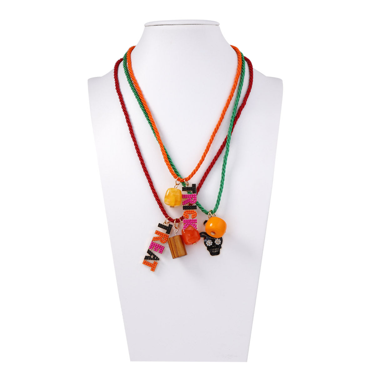 Wholesale  alloy rice bead letter oil drop skull necklace