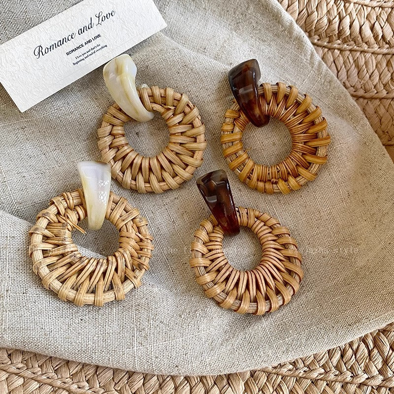 Wholesale Boho Geometric Rattan Earrings - Fashion Accessory for Women